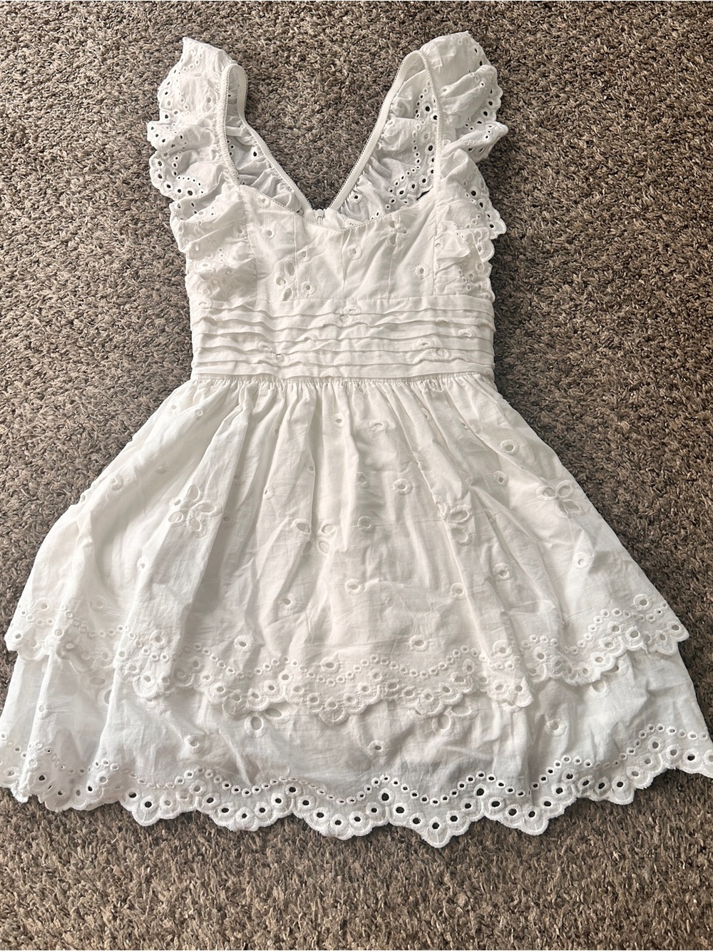 Altar'd State White Eyelet Ruffle Strap Mini Dress - Picture 2 of 7